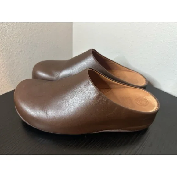 FITFLOP Shuv Womens Size US 9 Leather Clogs Mules Light Tan UK 7 EU 41 - Picture 4 of 7